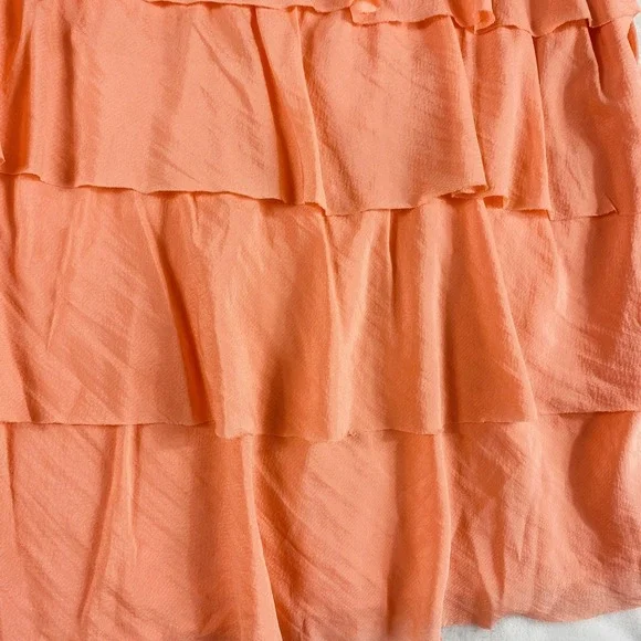 J. Crew 100% Silk Blouse Top Sz 8 Coral Pink Sleeveless Ruffles Coastal Accent - Picture 3 of 9